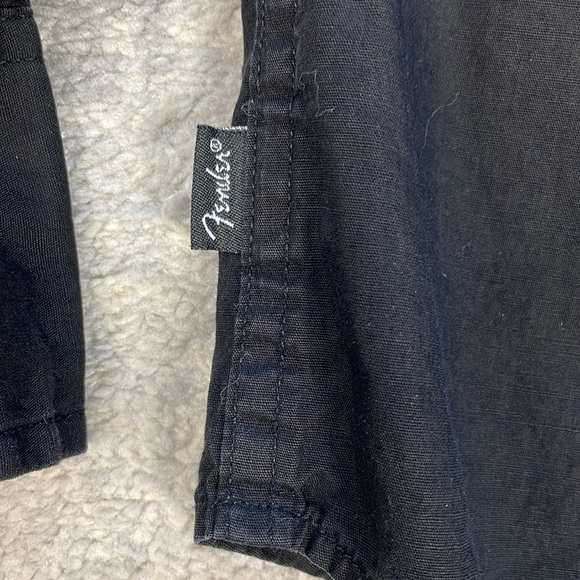 Fender Guitar Embroidered Long Sleeve Button Front Shirt Black Rocker Sz M - Picture 3 of 13